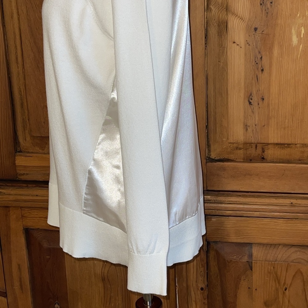 Vila Milano White Wool Blend Multi Fabric Mock-neck Sweater Sz. MD. - Picture 4 of 12